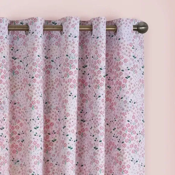 Reversible Eyelet Curtains - Pink, Polycotton