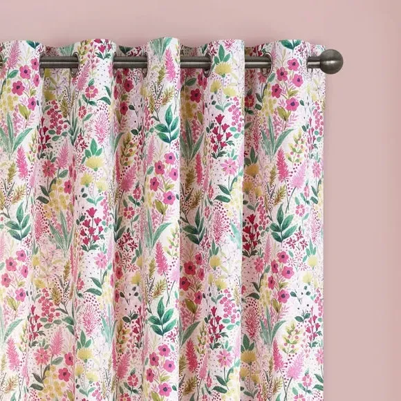 Reversible Eyelet Curtains - Pink, Polycotton image