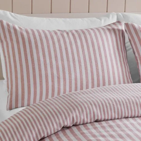 Reversible Stripe Duvet Set - Blush, Cotton