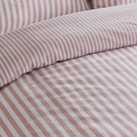 Reversible Stripe Duvet Set - Blush, Cotton