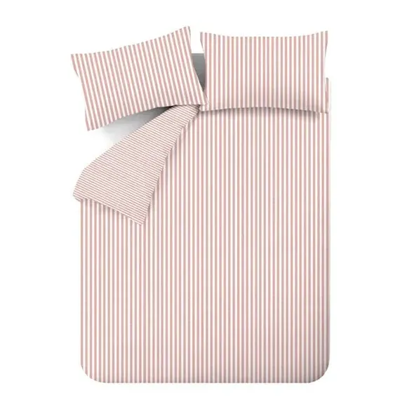 Reversible Stripe Duvet Set - Blush, Cotton