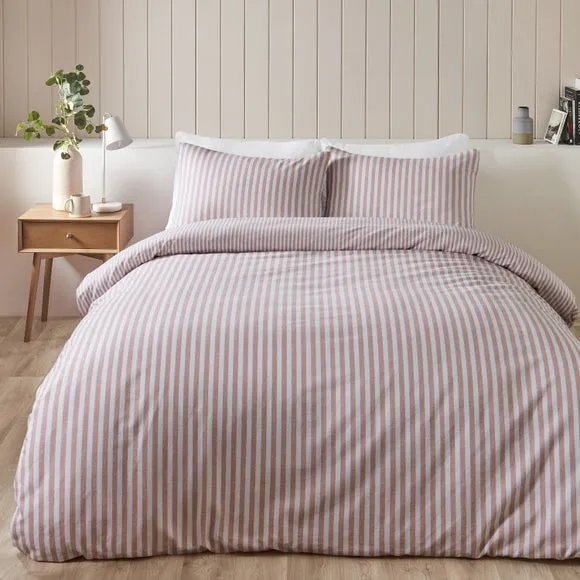 Reversible Stripe Duvet Set - Blush, Cotton
