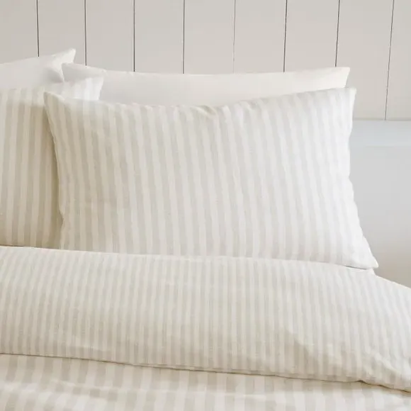 Reversible Stripe Duvet Set - Natural, Cotton