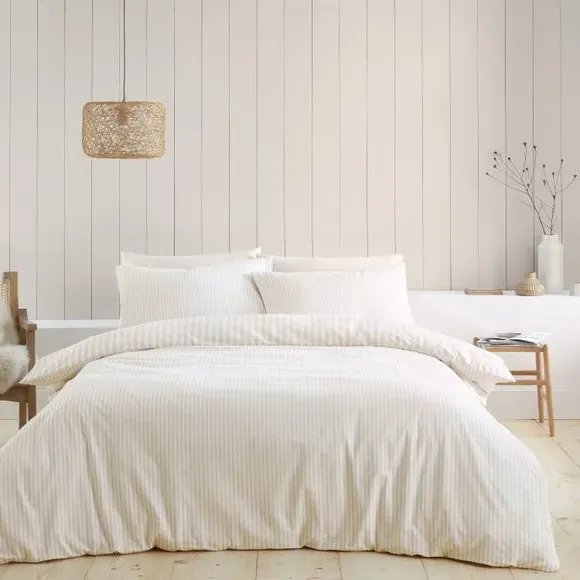 Reversible Stripe Duvet Set - Natural, Cotton