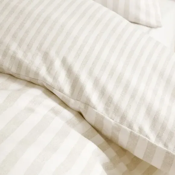 Reversible Stripe Duvet Set - Natural, Cotton