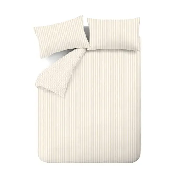 Reversible Stripe Duvet Set - Natural, Cotton