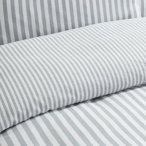 Reversible Stripe Duvet Set - Silver, Cotton