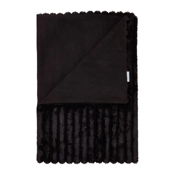 Ribbed Throw Blanket - Black, Velvet