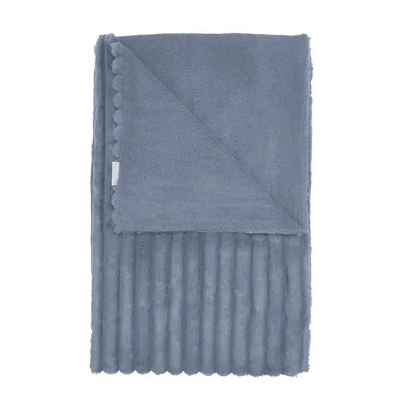 Ribbed Throw Blanket - Blue, Velvet