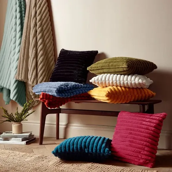 Ribbed Throw Blanket - Blue, Velvet