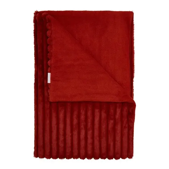 Ribbed Throw Blanket - Burnt Orange, Velvet