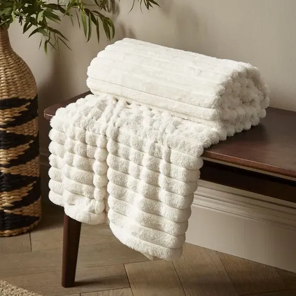 Ribbed Throw Blanket - Cream, Velvet