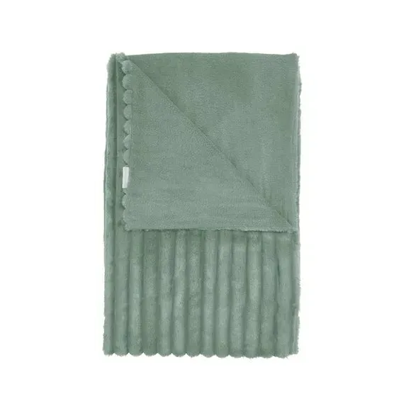 Ribbed Throw Blanket - Green, Velvet