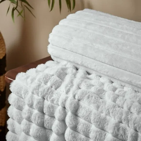 Ribbed Throw Blanket - Grey, Velvet