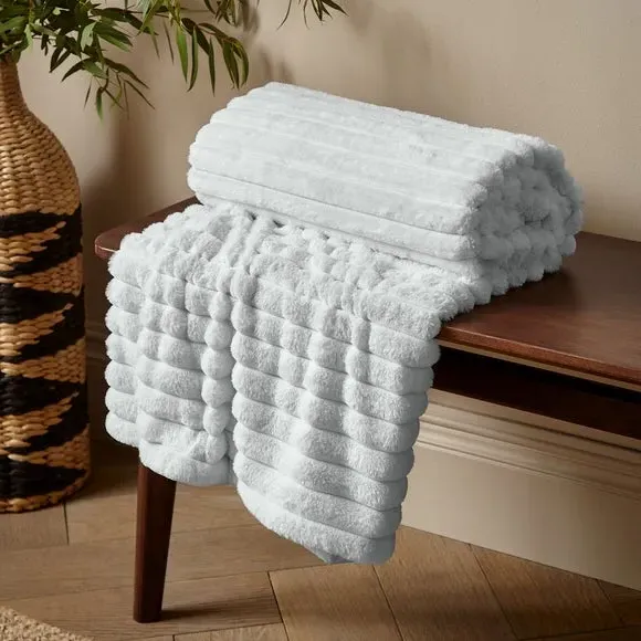 Ribbed Throw Blanket - Grey, Velvet