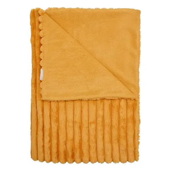 Ribbed Throw Blanket - Mustard, Velvet