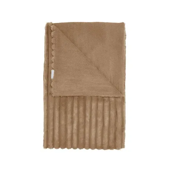Ribbed Throw Blanket - Natural, Velvet