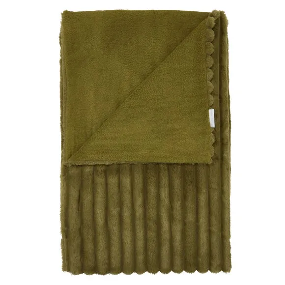 Ribbed Throw Blanket - Olive, Velvet