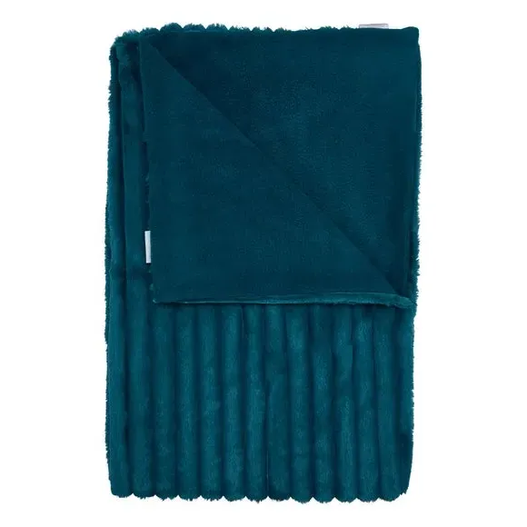 Ribbed Throw Blanket - Teal, Velvet