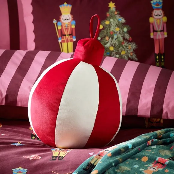 Round 3D Bauble Cushion - White, Soft Fabric