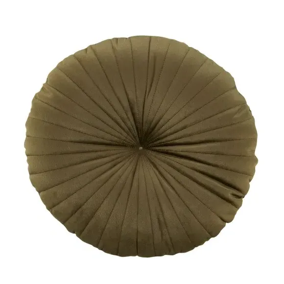 Round Cushion with Stitch Detail - Olive