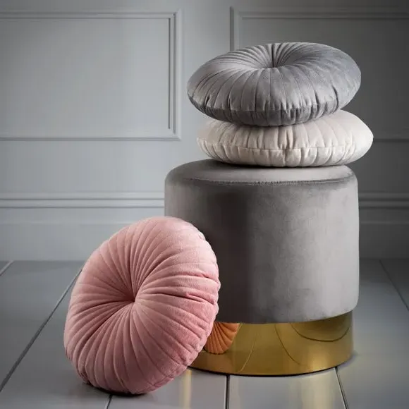 Round Cushion with Stitch Detail - Pink