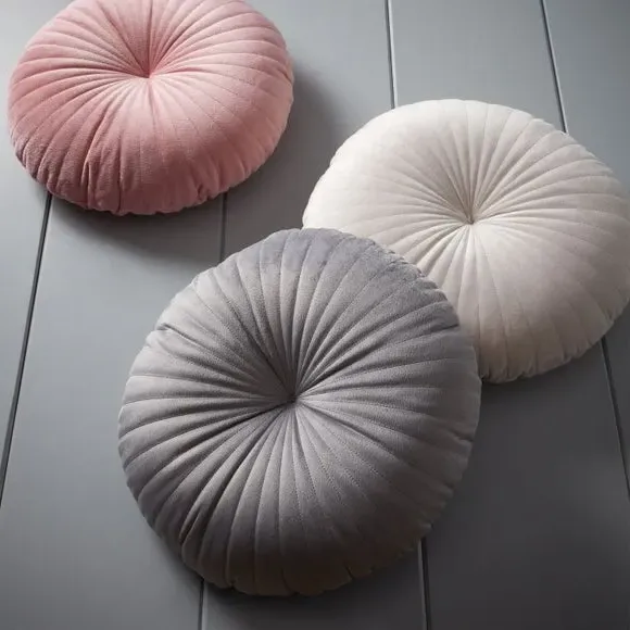 Round Cushion with Stitch Detail - Pink