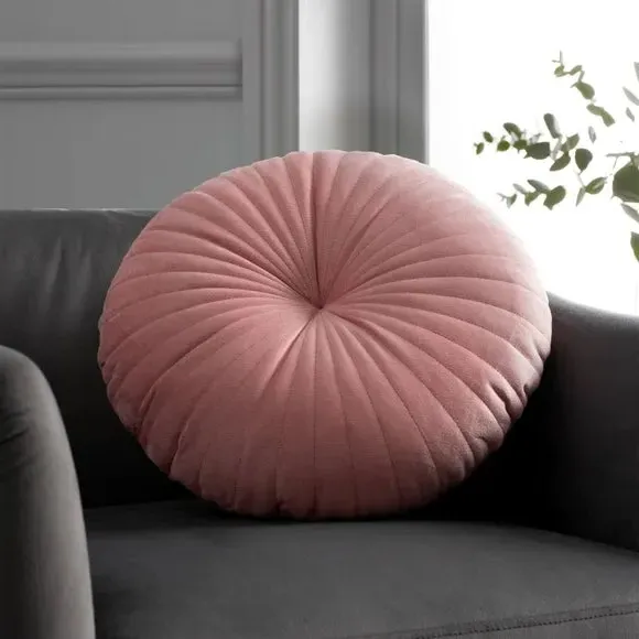 Round Cushion with Stitch Detail - Pink