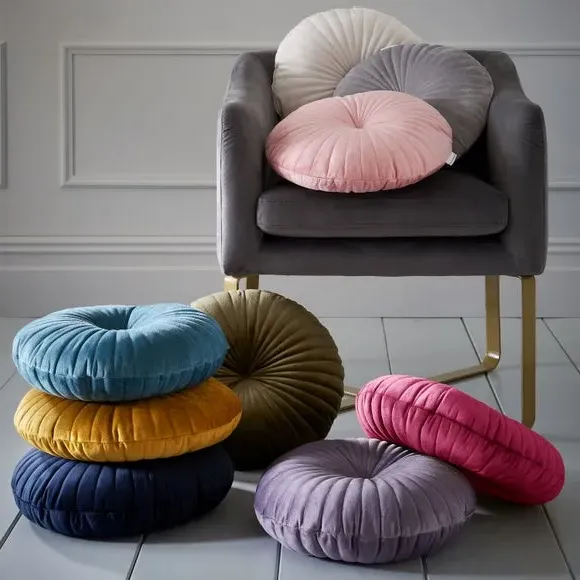 Round Cushion with Stitch Detail - Teal