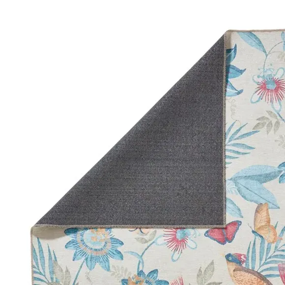 Runner Rug with Bird Design - Blue