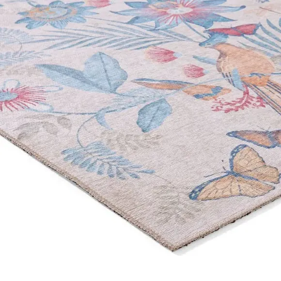Runner Rug with Bird Design - Blue