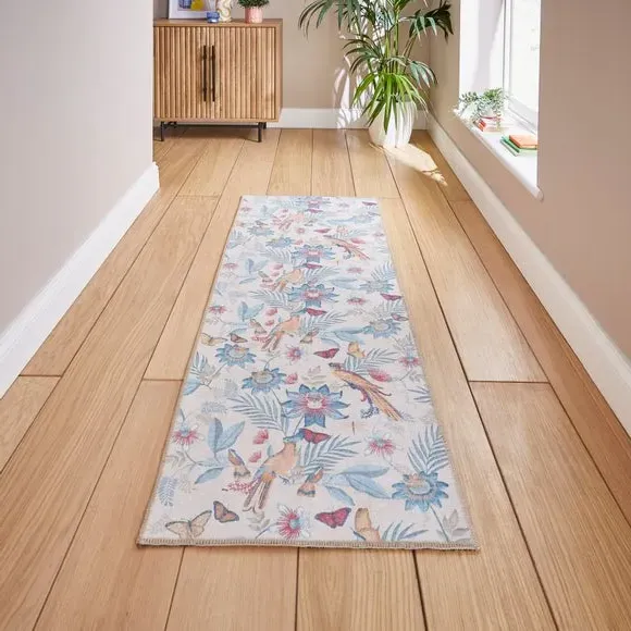 Runner Rug with Bird Design - Blue image