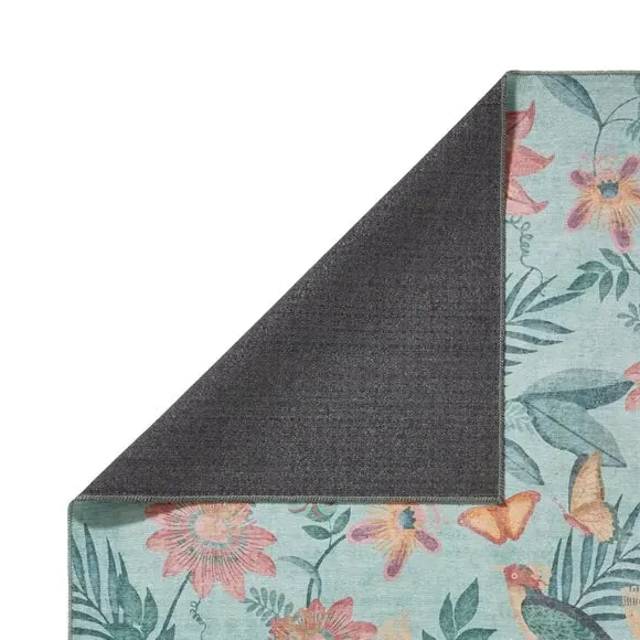 Runner Rug with Bird Design - Green