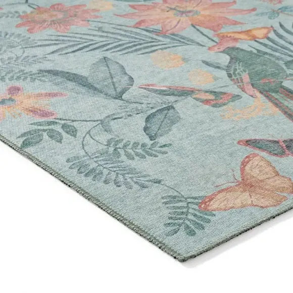 Runner Rug with Bird Design - Green
