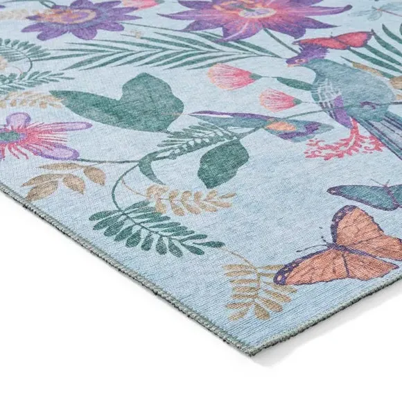 Runner Rug with Bird Design - Purple