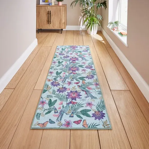 Runner Rug with Bird Design - Purple