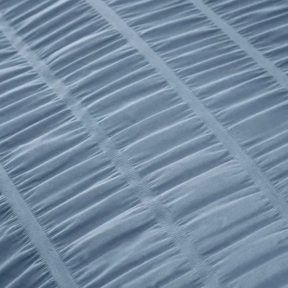 Seersucker Duvet Cover Set - Blue, Polyblend