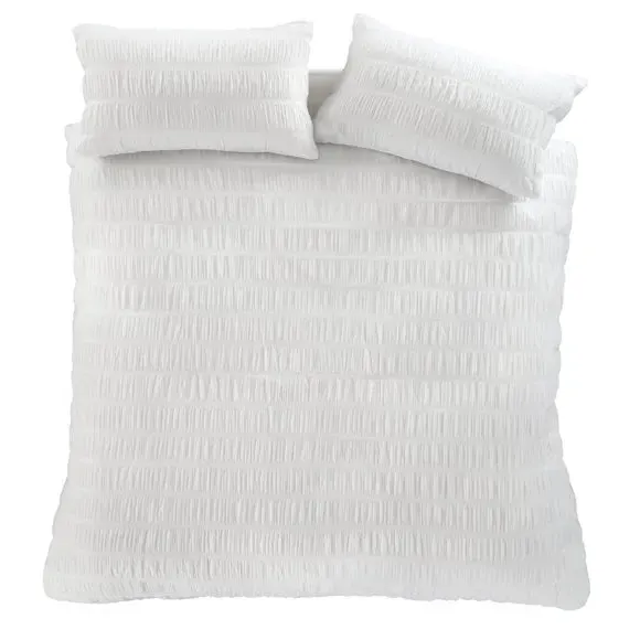 Seersucker Duvet Cover Set - Natural, Polycotton