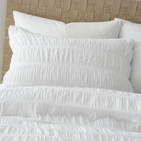 Seersucker Duvet Cover Set - Natural, Polycotton