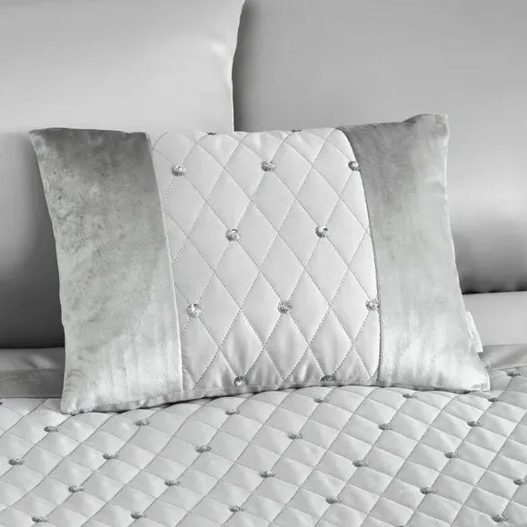 Sequin Cluster Cushion - Silver, Velvet