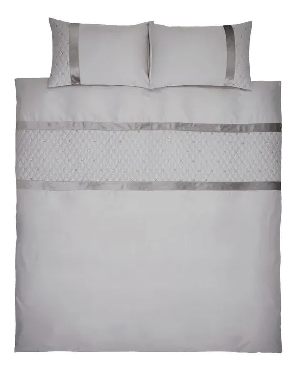 Sequin Duvet Cover Set - Silver, Polycotton