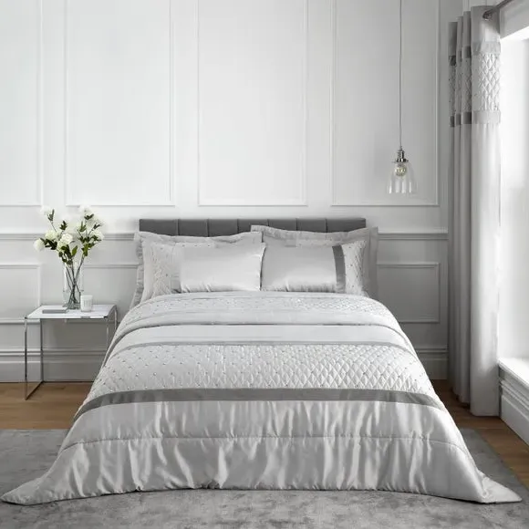 Sequin Duvet Cover Set - Silver, Polycotton