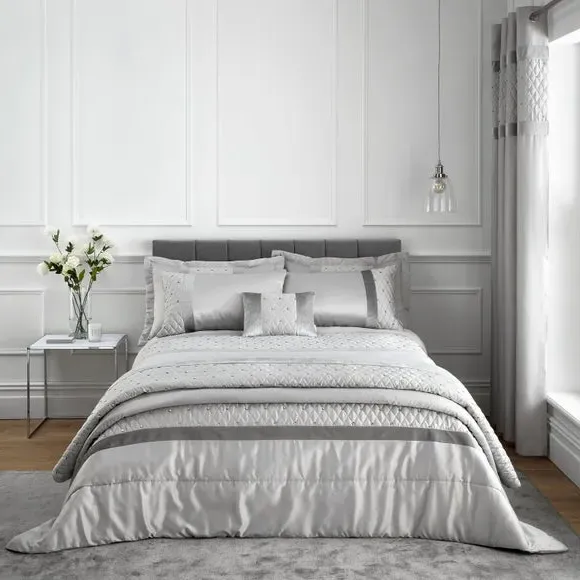 Sequin Duvet Cover Set - Silver, Polycotton