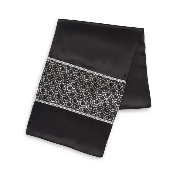 Sequin Table Runner with Deco Pattern - Black