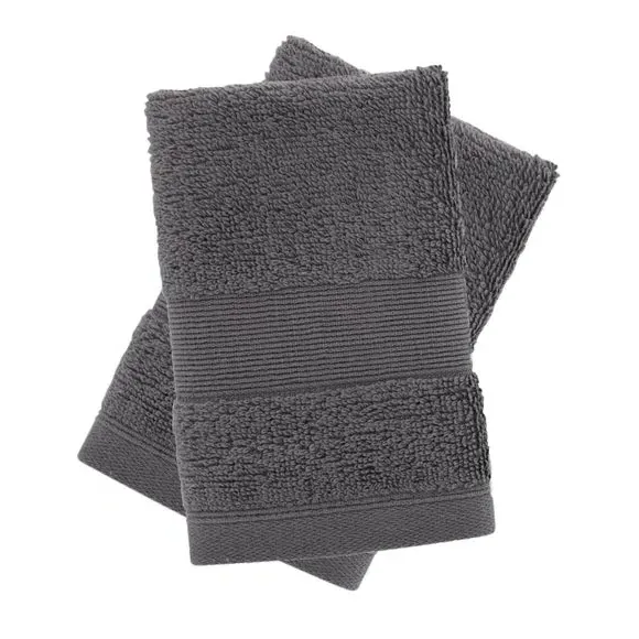 Set of 2 Anti-Bacterial Face Cloths - Charcoal, Cotton