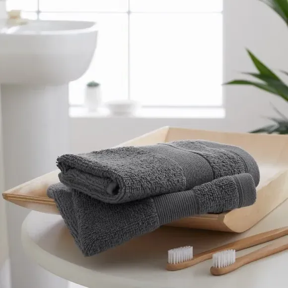Set of 2 Anti-Bacterial Face Cloths - Charcoal, Cotton image