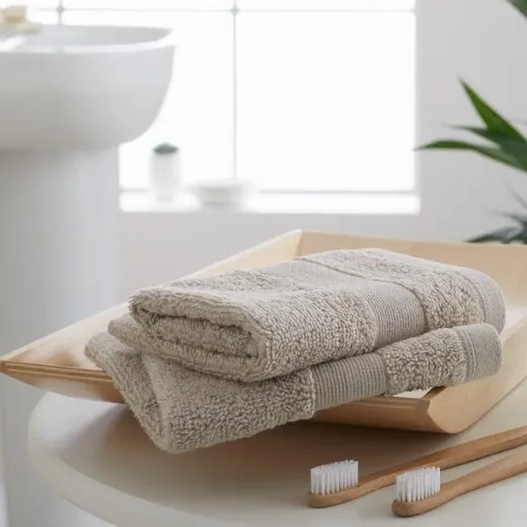 Set of 2 Anti-Bacterial Face Cloths - Natural, Cotton