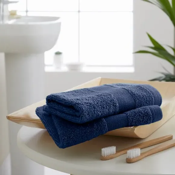 Set of 2 Anti-Bacterial Face Cloths - Navy, Cotton