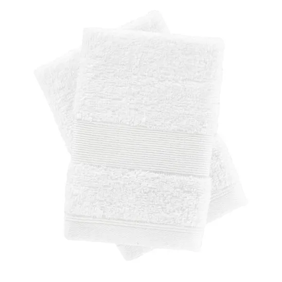 Set of 2 Anti-Bacterial Face Cloths - White, Cotton