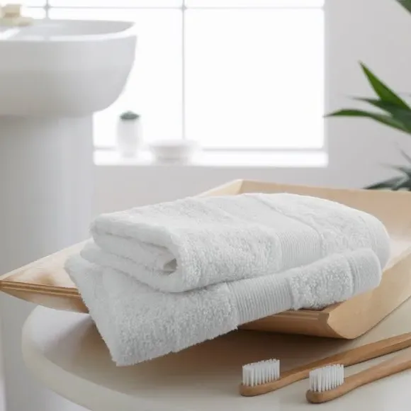 Set of 2 Anti-Bacterial Face Cloths - White, Cotton